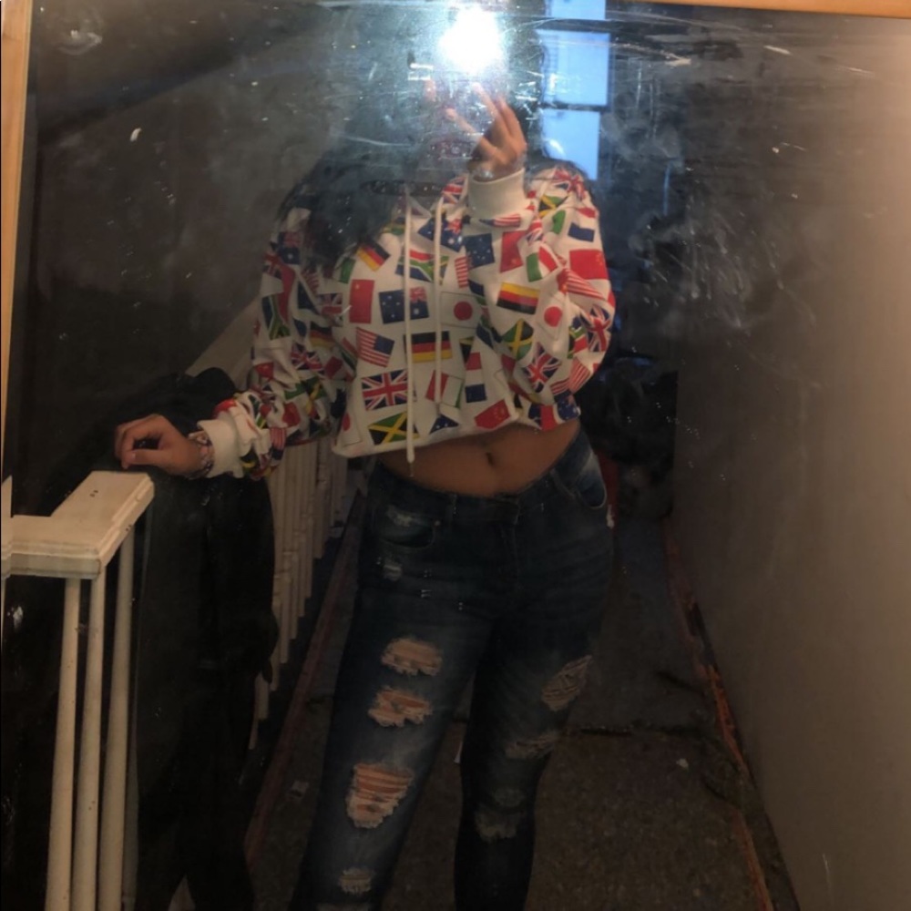 cropped flag hoodie